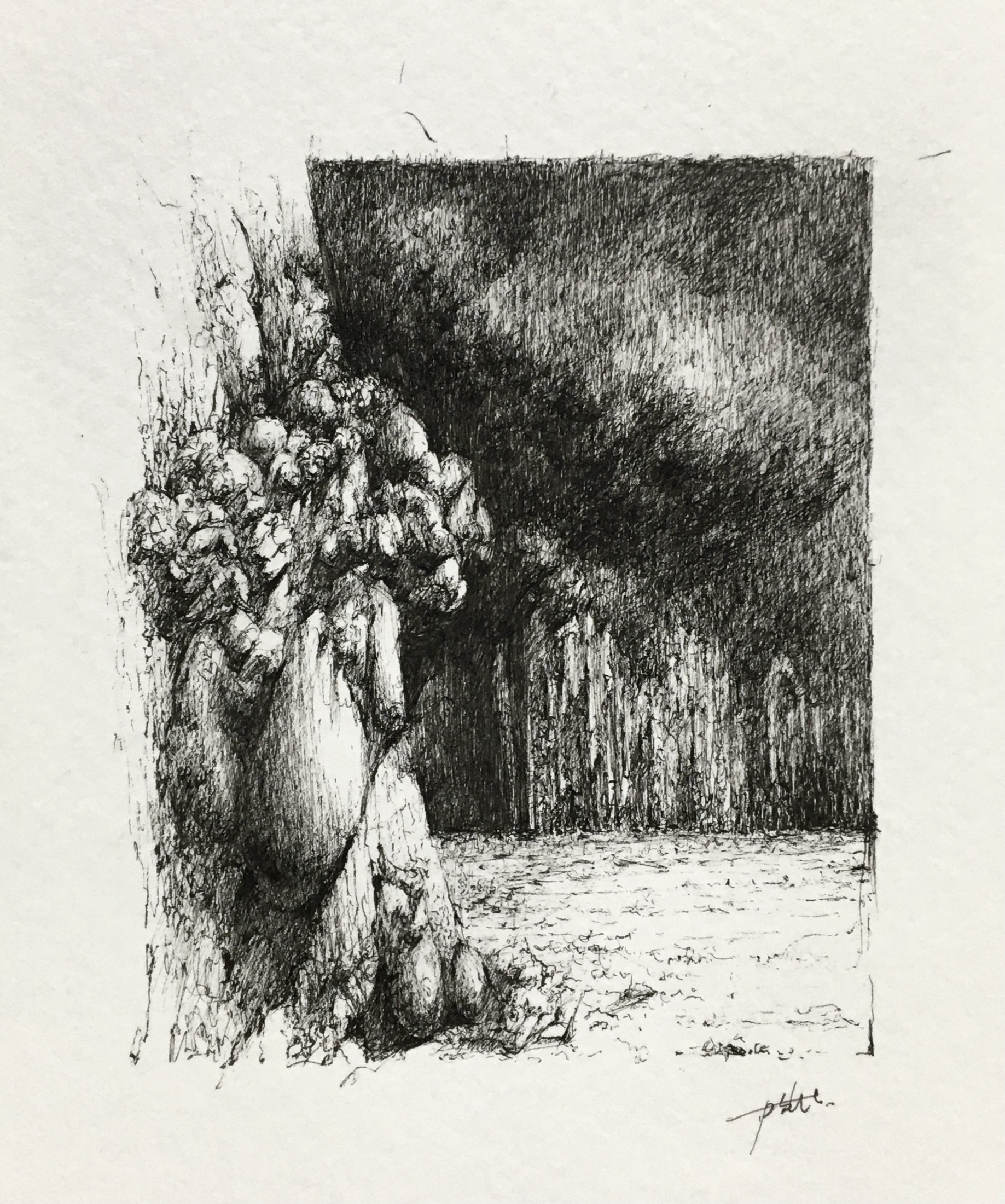 Untitled 6, 2020, gel pen on paper by Seong Keun Park.
