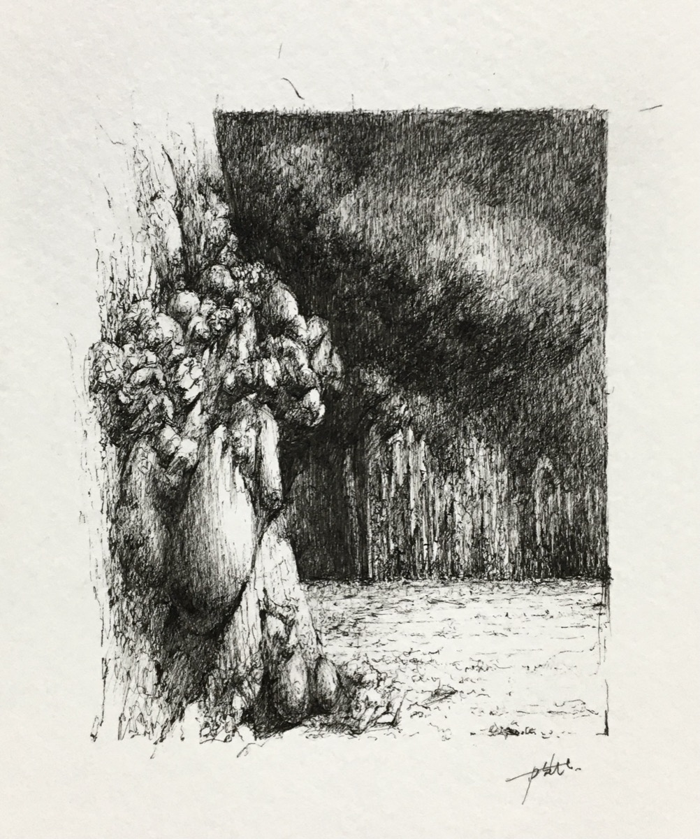 Untitled 6, 2020, gel pen on paper by Seong Keun Park.