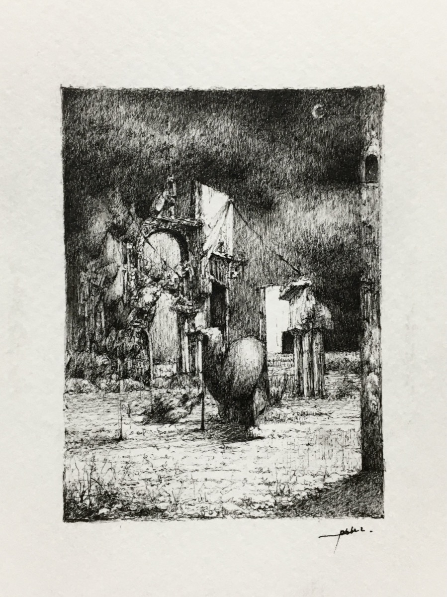 Untitled 7, 2020, gel pen on paper by Seong Keun Park.