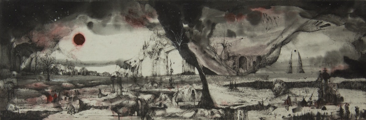 Untitled 24, 2021, ink and gel pen on hanji mounted on panel by Seong Keun Park.