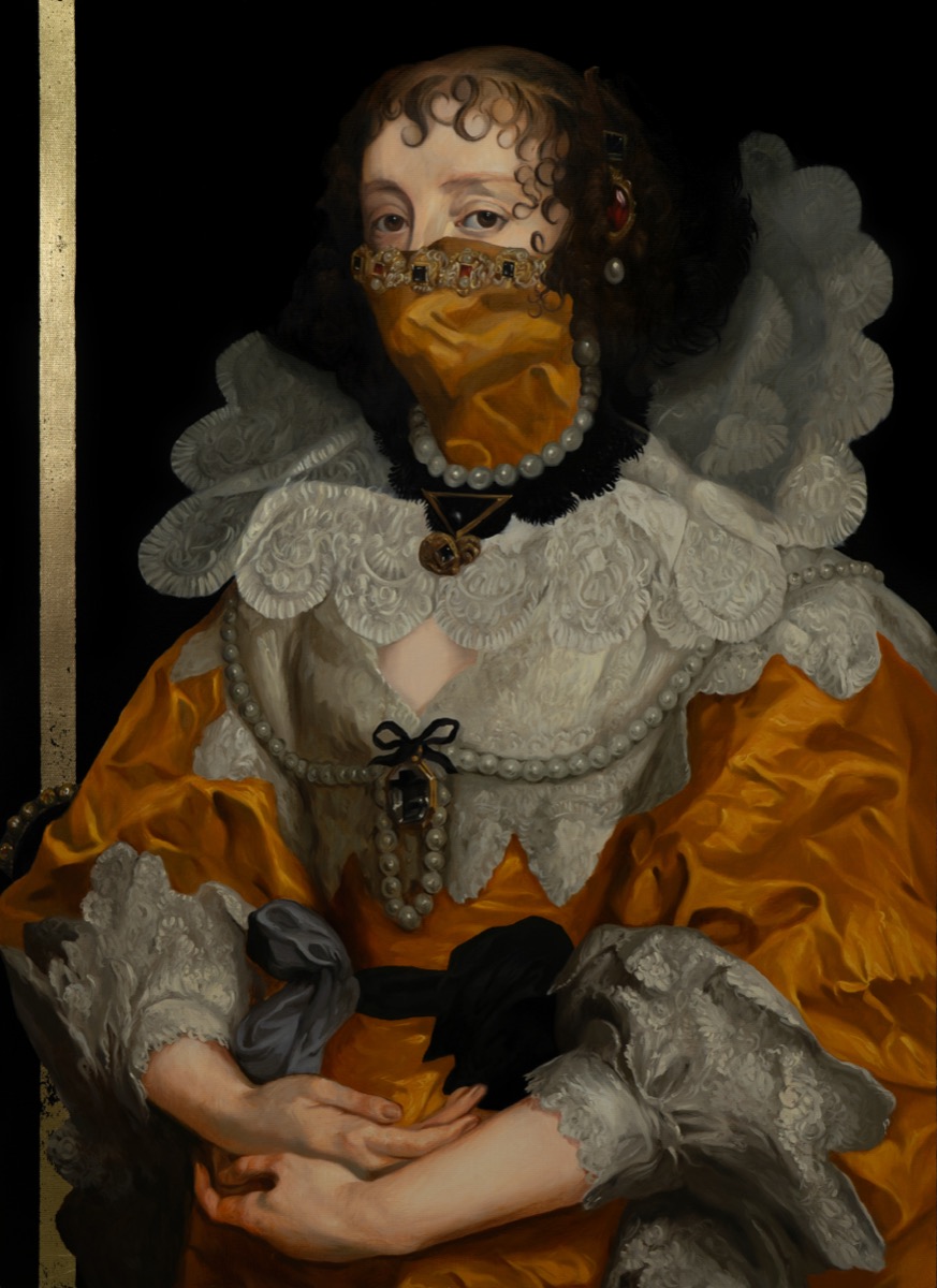 Portrait of Desire (after Anthony van Dyck), 2024, oil and gold leaf on canvas by Seong Keun Park.